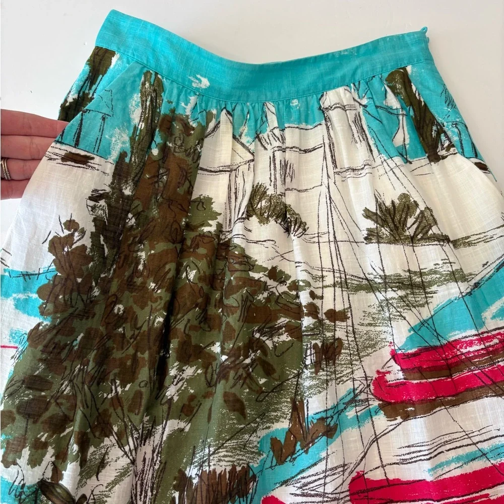 Anthropologie We Love Vera Boat Print Skirt 2 - Picture 4 of 9